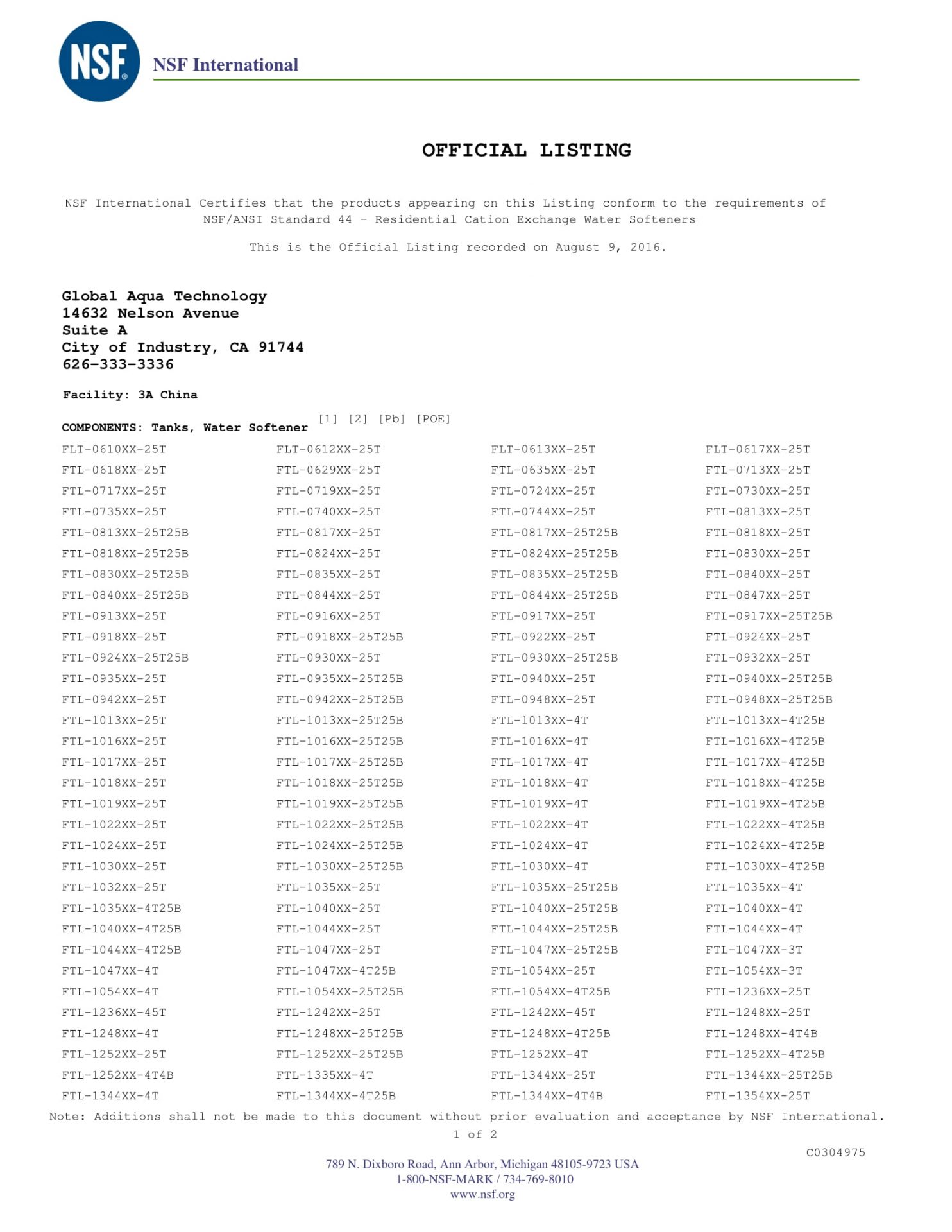 C0304975 - 044 (Global Aqua FRP Tank FLT-xxx)-1