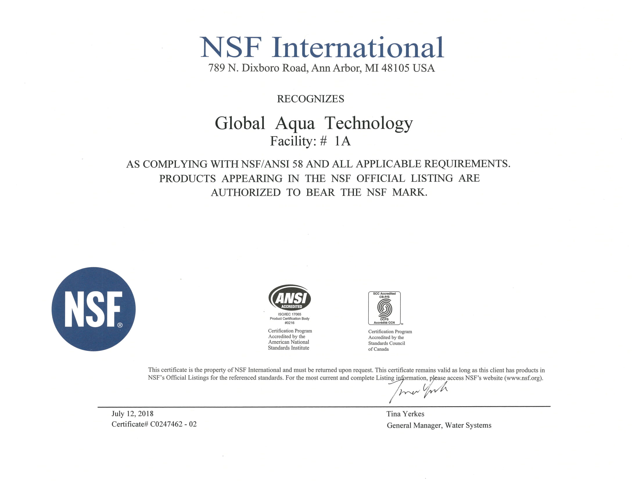 Certificate - C0247462-02 - Global Aqua_RO element-1